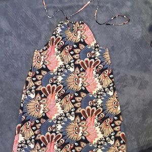 Halter Neck Peacock Print Dress